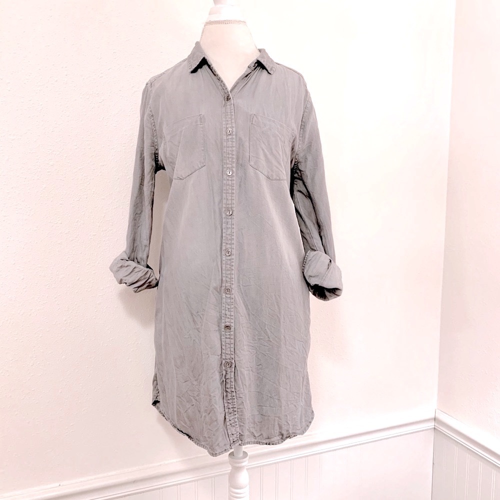 Grey wash shirt dress